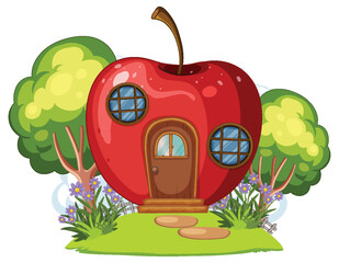 Wall Mural - A charming apple-shaped house in a garden