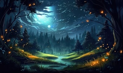 Sticker - Enchanted Forest Night