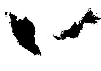 Wall Mural - malaysia map silhouette on transparent background