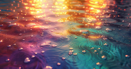 Poster - Rainbow color on water. Generative AI.