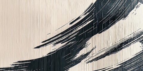 Wall Mural - Abstract Black and White Brush Strokes on Textured Background for Modern Art, Minimalist Design, or Artistic Backdrop