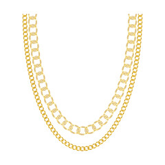 Poster - Set of chain vector icons on white background. Black long chain. Vector 10 Eps.