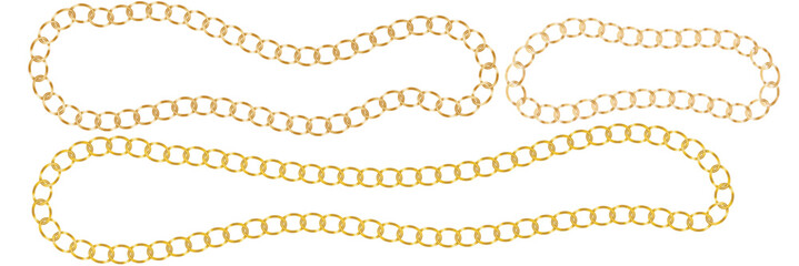 Poster - Black & gold chain link circle logo icon symbol. Seamless metal chainlink sign ornament ring shape border. Round Ring connect frame pattern. Vector illustration image. Isolated on white background.