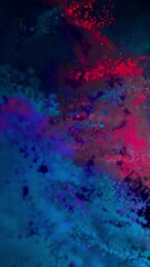 Poster - Abstract galaxy colorful background. Media. Beautiful bright particles in outer space. Vertical video.