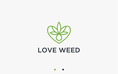 Sticker - love with marijuana logo design vector silhouette illustration