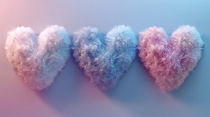 fluffy Heart Cloud Set available in White, Blue, Pink, and Purple Colors. Ideal Design Concept for Valentine's Day Postcards, Banners, and Leaflets.