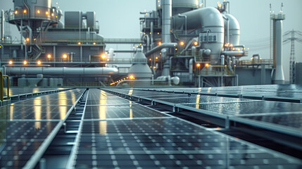 solar power station equipped with solar panels to generate electrical energy using renewable resources.