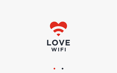 Wall Mural - love wifi logo design vector silhouette illustration