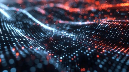 Poster - An abstract digital background with binary code and AI algorithms running in the background. Generative AI.