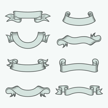 vintage ribbon set design. perfect for logos, labels, signs, emblems and illustrations.