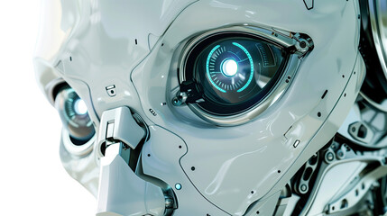 Poster - Robot eye on white isolated transparent background