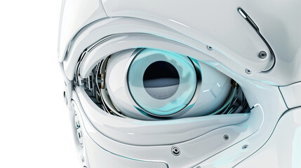 Poster - Robot eye on white isolated transparent background