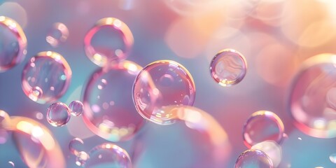 Poster - simulated cleaning and washing with realistic colored bubbles. concept bubbles, cleaning, washing, s
