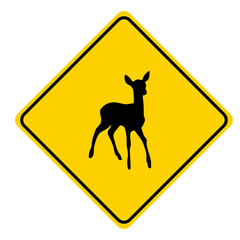 Wall Mural - traffic signs on the road Warning: Be careful of deer.