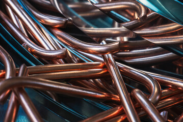 Wall Mural - Stainless Steel Tape and Copper Wire, Metals Industry Abstract Concept