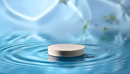 Aufkleber - 3d podium, 3d background product display podium scene.the calming effect of water ripples on the light blue surface