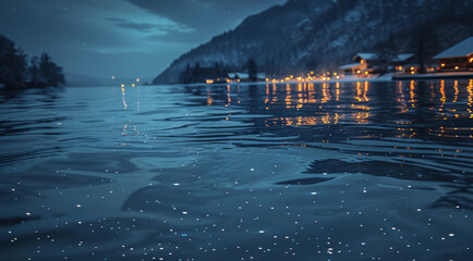 Poster - The ground turned into river water, the water was starlit. Generative AI.