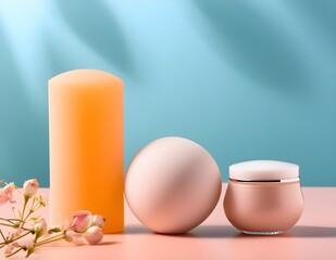 Aufkleber - 3d background product display podium scene. Blue 3d podium. 3d rendering, Perfect platform for showing your products.