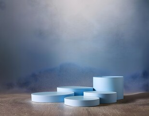 Aufkleber - 3d background product display podium scene. Blue 3d podium. 3d rendering, Perfect platform for showing your products.