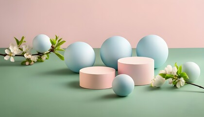 Aufkleber - 3d background product display podium scene. Blue 3d podium. 3d rendering, Perfect platform for showing your products.