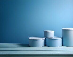 Aufkleber - 3d background product display podium scene. Blue 3d podium. 3d rendering, Perfect platform for showing your products.