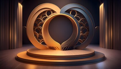 Aufkleber - 3d background product display podium scene. Blue 3d podium. 3d rendering, Perfect platform for showing your products.