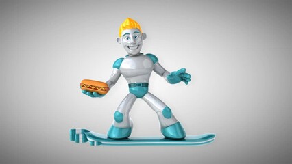 Wall Mural - Robot surfing - 3D Animation