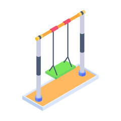 Sticker - Handy isometric icon of a playground swing 

