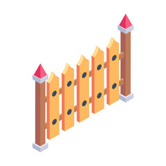 Wall Mural - A handy isometric icon of wooden fence 

