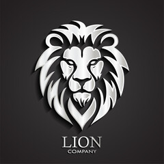 Wall Mural - lion head 3d silver shiny metal elegant logo design