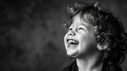 Back and white portrait of a child, the pure joy and spontaneity. AI generate illustration