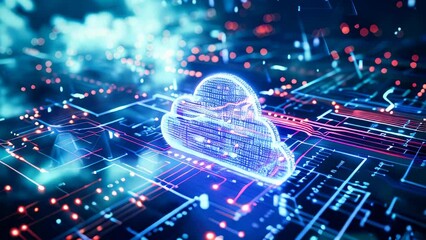 Poster - Digital information technology abstract background. Cloud storage and computing concept.