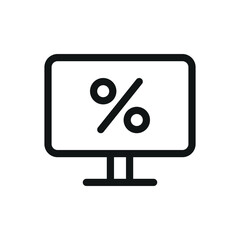 Wall Mural - Percentage computer screen isolated icon, online sales vector symbol with editable stroke