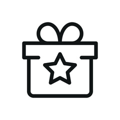 Poster - Loyalty program isolated icon, gift box with star vector symbol with editable stroke