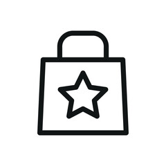 Sticker - Shopping bag with star symbol isolated icon, luxury paper bag vector symbol with editable stroke