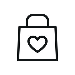 Poster - Favorite shop isolated icon, romantic gift bag vector symbol with editable stroke