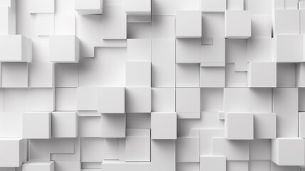 Random shifted white cube boxes block background wallpaper banner with copy space 