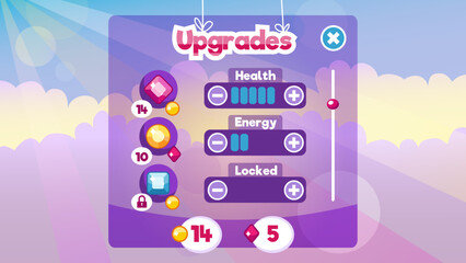 The Mega Pack Game UI interface kit for Mobile and Web fantasy theme games with Buttons, icons, win and lose Screens, Loading Progress Bars and powers icon - vector design
