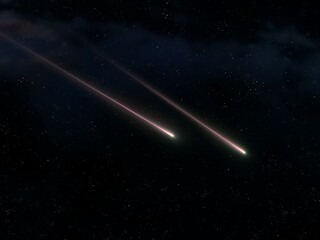 Wall Mural - meteors at night isolated. fireballs in the starry sky. falling meteorites burn up in the atmosphere