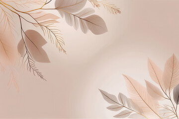 Wall Mural - Transparent leaves neutral background in beautiful subtle blush, muted taupe, and soft beige tones.