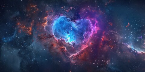Wall Mural - astro photography space nebula in heart shape