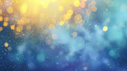 Vibrant blue and yellow gradient bokeh effect - A luminous backdrop for winter to spring transition