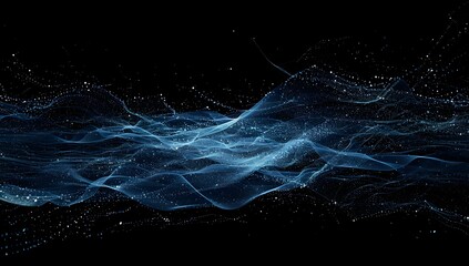 Poster - abstract digital background with blue glowing network lines and bokeh lights on dark backdrop, ai te
