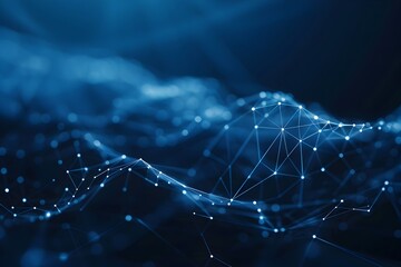 Poster - Abstract blue background with interconnected dots and lines forming a network structure
