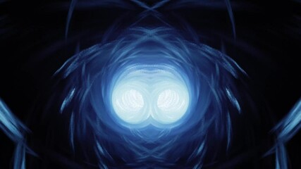 Wall Mural - luminescent blue fractal wormhole tunnel