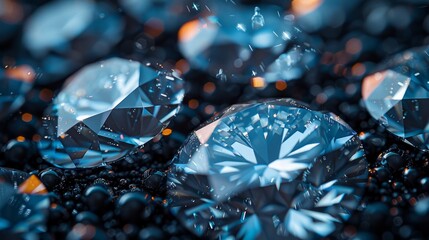 Diamond, macro photography, luster, texture, black background, website banner, high-end sense