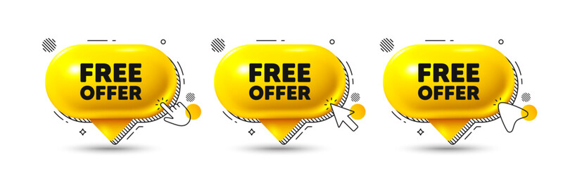 Fototapete - chat speech bubble 3d icons. free offer tag. special offer sign. sale promotion symbol. free offer c