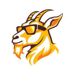 Wall Mural - cute goat wear sunglasses, suitable for mascot or logo