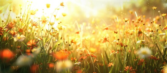 Wall Mural - Sunny day in the flower field.