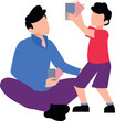 © Flaticons - The boy is playing cards with a kid.